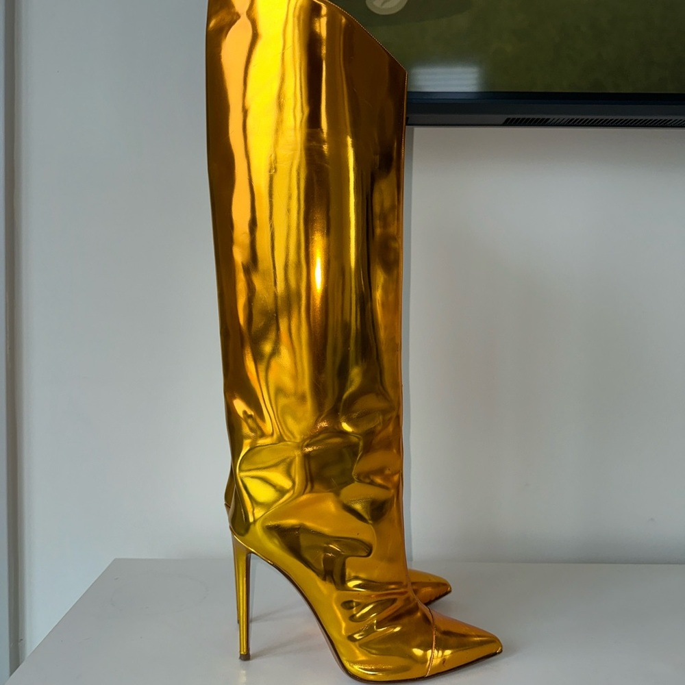Rare Orange Alexandre V. Metallic Knee-High Boots! A statement piece!